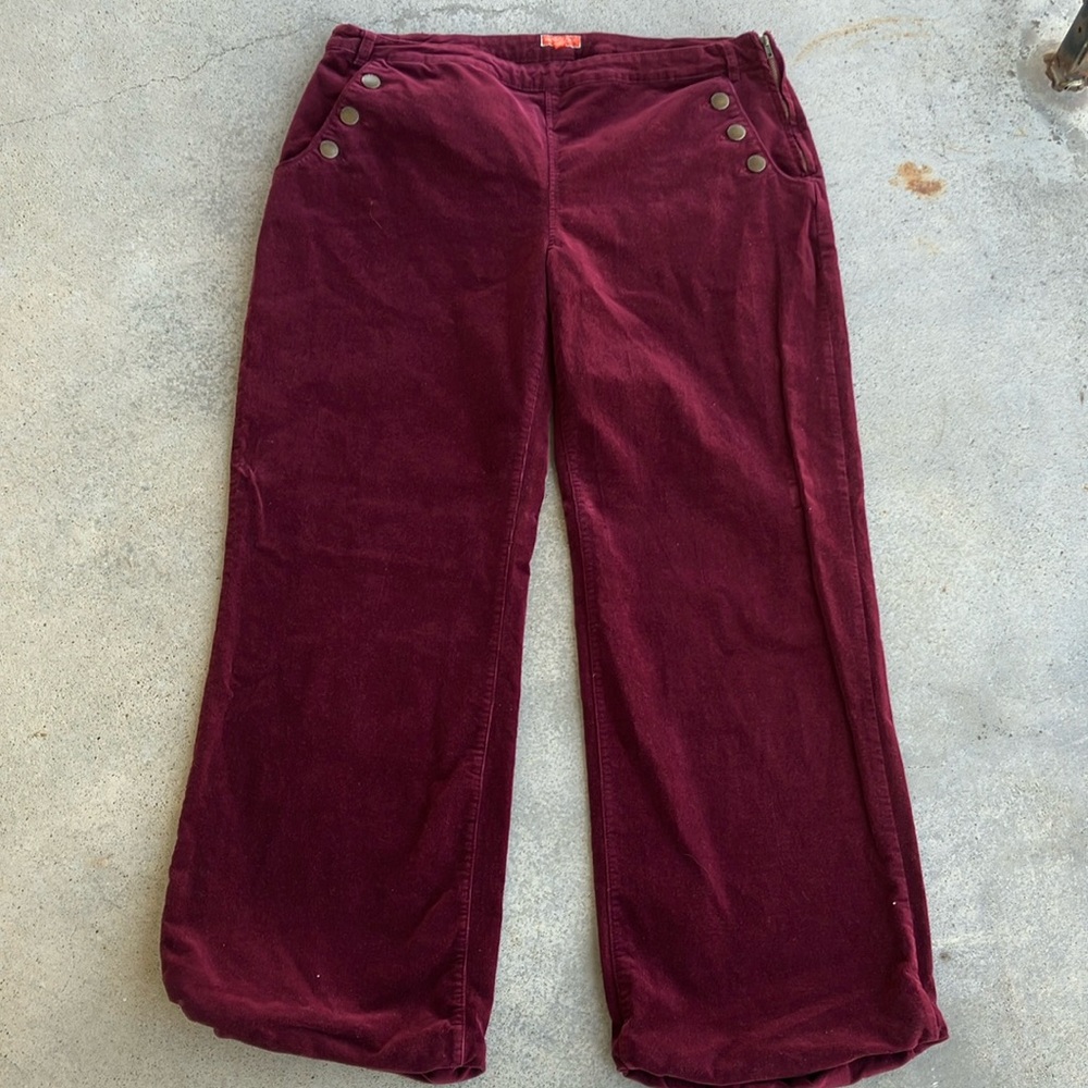 Modcloth The Madison Burgundy Stretch Corduroy Wide Leg Pants, XL